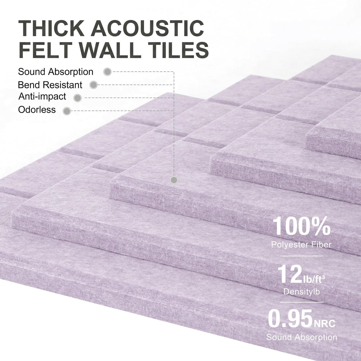 G Gamit 0.47" Thick Felt Wall Tiles 36"x24" Cork Board Alternative 6 Pack 11.81"x11.81"Felt