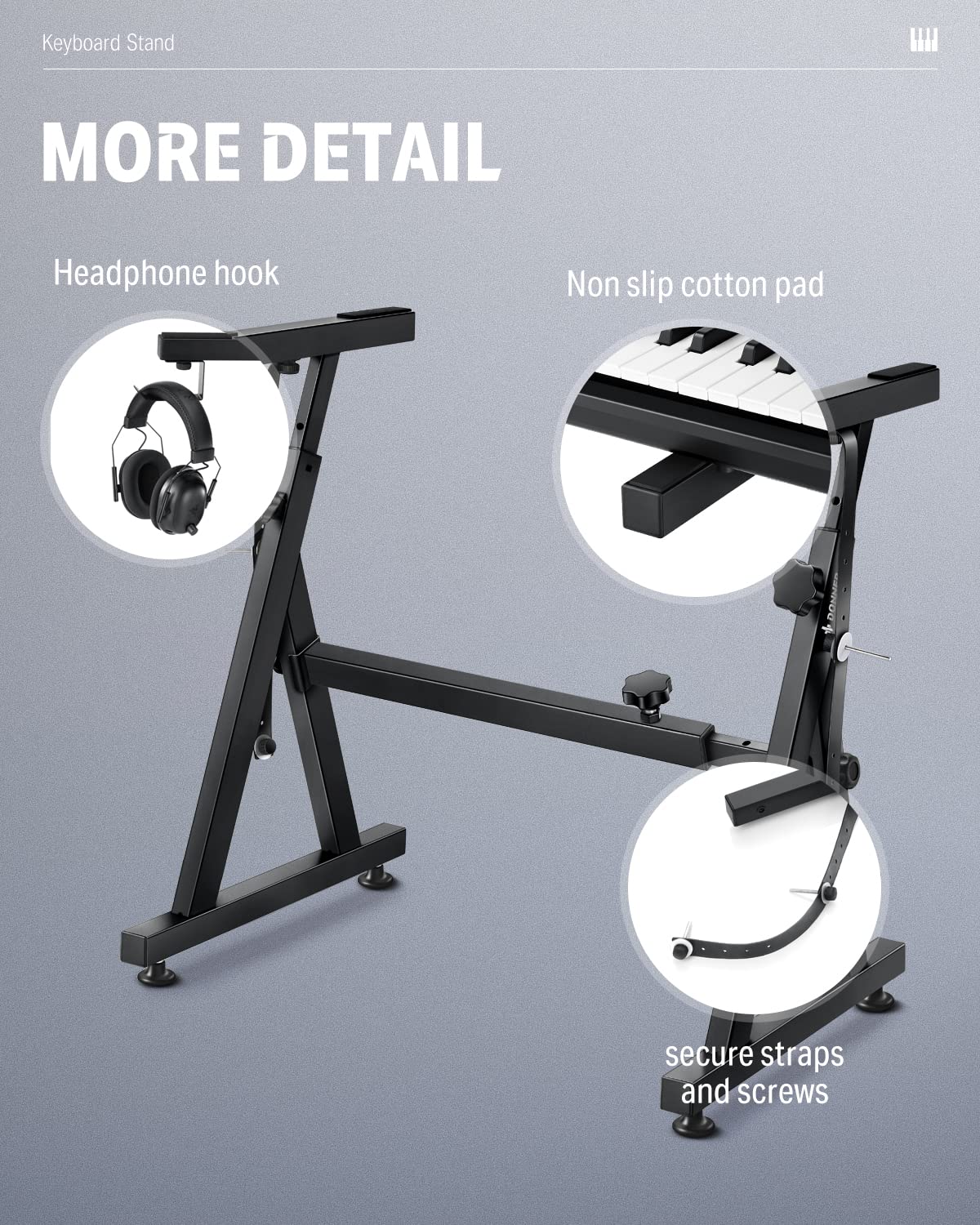 Donner Keyboard Stand, Z-style Heavy-Duty Piano Stand, Adjustable and Portable Piano Keyboard