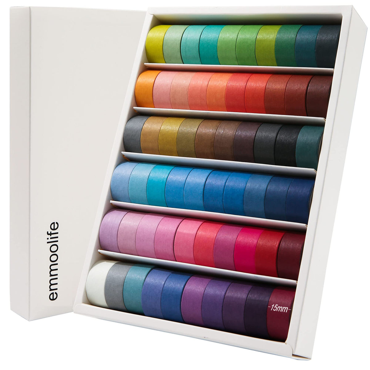 emmoolife 60 Rolls Washi Tape Set 15mm Wide Rainbow Colored Painters Masking Tape Supplies Writable