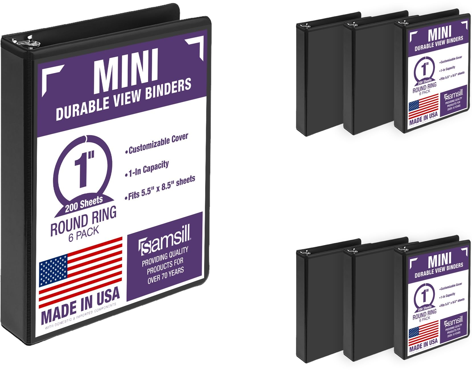 Samsill Economy 1 Inch Mini 3 Ring Binder, Round Ring Binder, Holds 5.5 x 8.5 Inch Documents