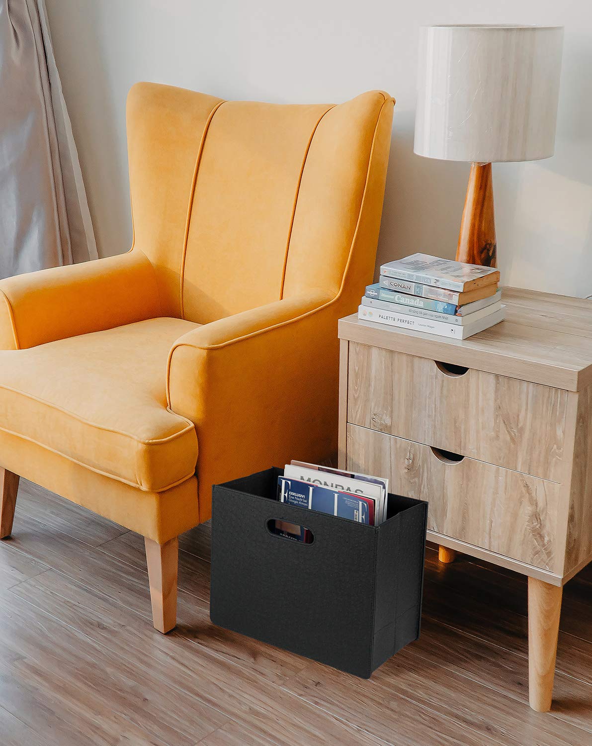 HofferRuffer Magazine Basket Holder, Foldable Magazine Rack, Document File Holder Organizer, File