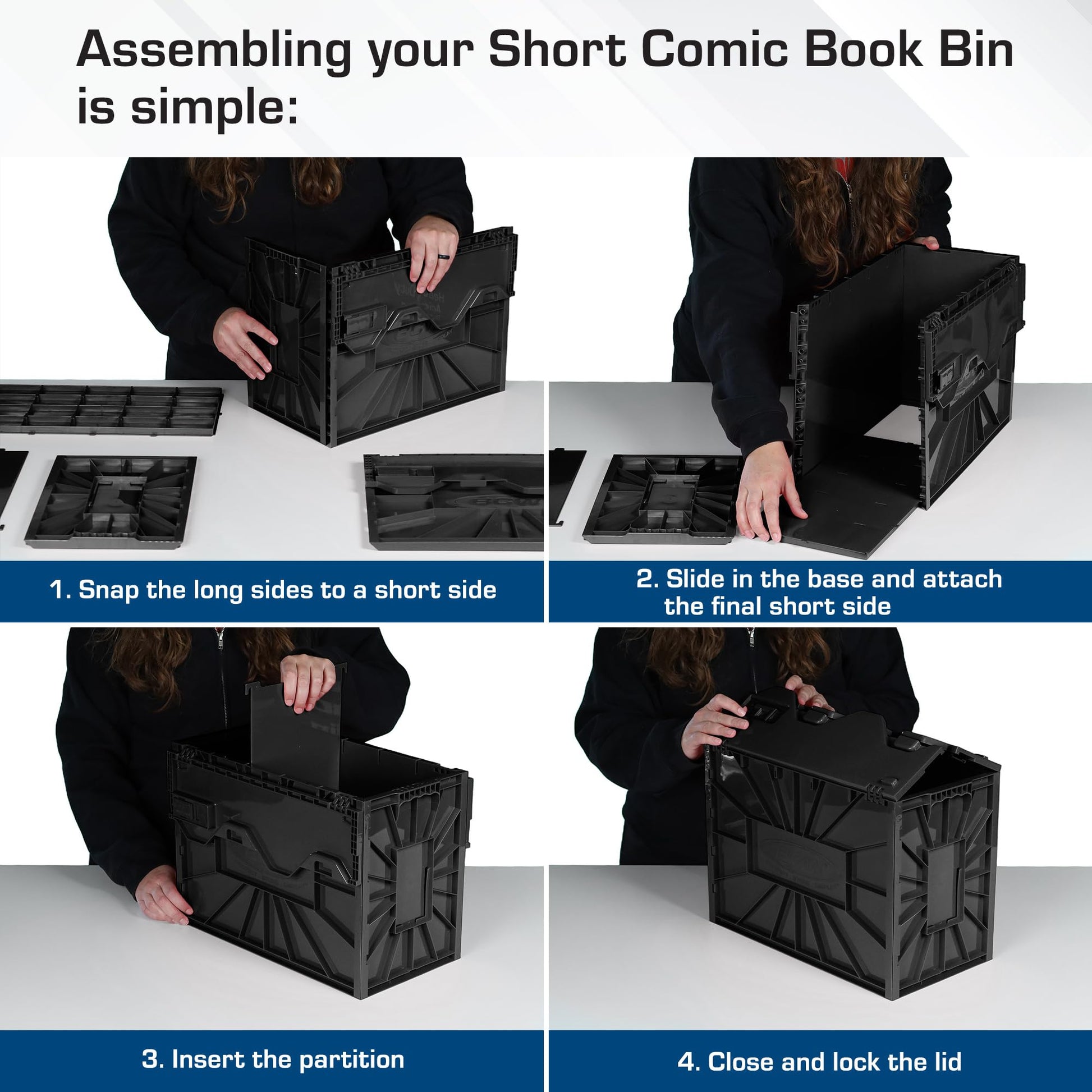 BCW Comic Bin, Black - Holds 150 Comics, Acid Free Storage and Organizer, Heavy Duty Plastic