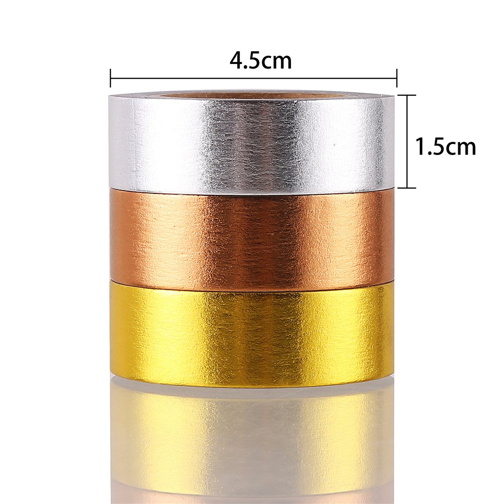 DECORA 3 Pieces Gold Washi Masking Tape Collection Premium DIY Arts & Crafts Tape and Gift Wrapping