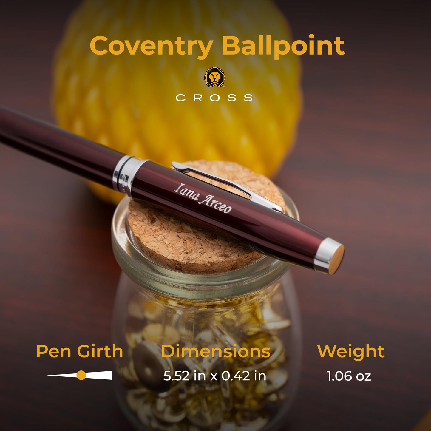 Cross Coventry Personalized Ballpoint Pen in Red Lacquer with Chrome Trim