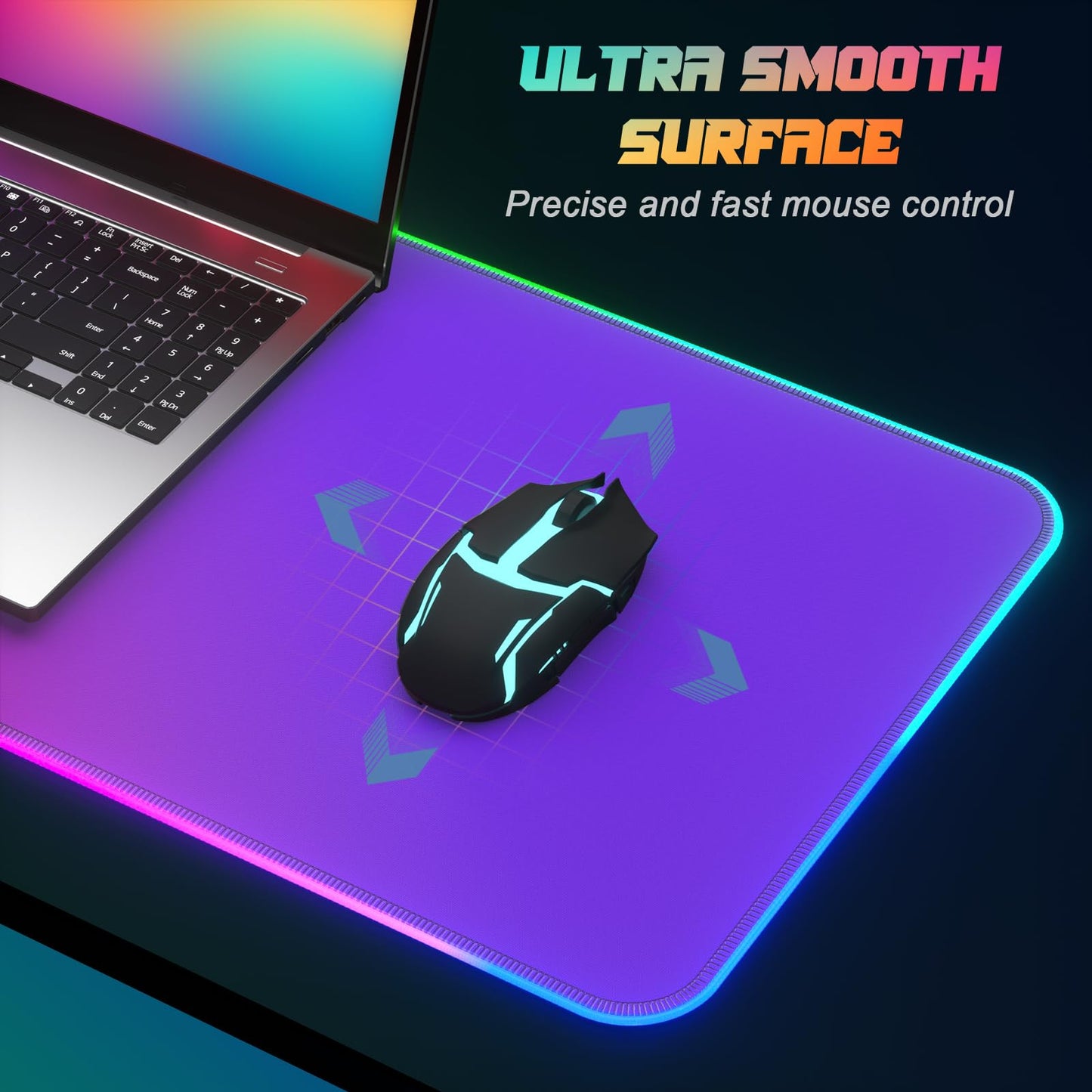 ITNRSIIET RGB Gaming Mouse Pad, Full Desk XL Extended Large Gaming Mousepad, 12 Lighting Modes 30%