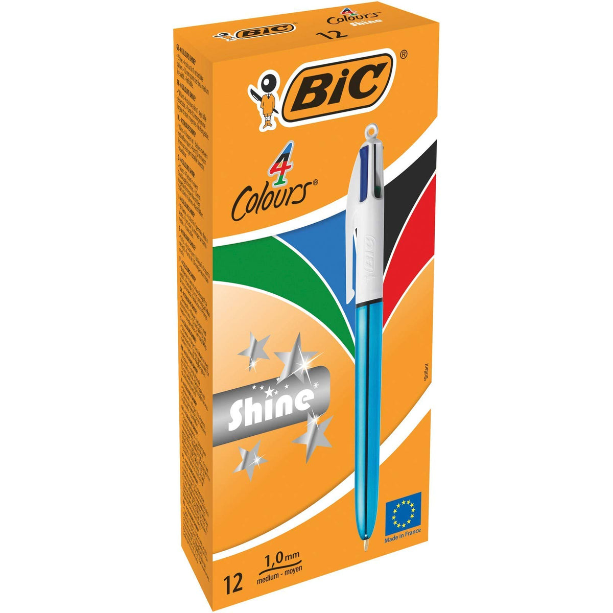 Bic 949896 1.0 mm Medium Point 4 Colour Black/Blue/Red/Green Ink Retractable Ballpoint Pen - Blue
