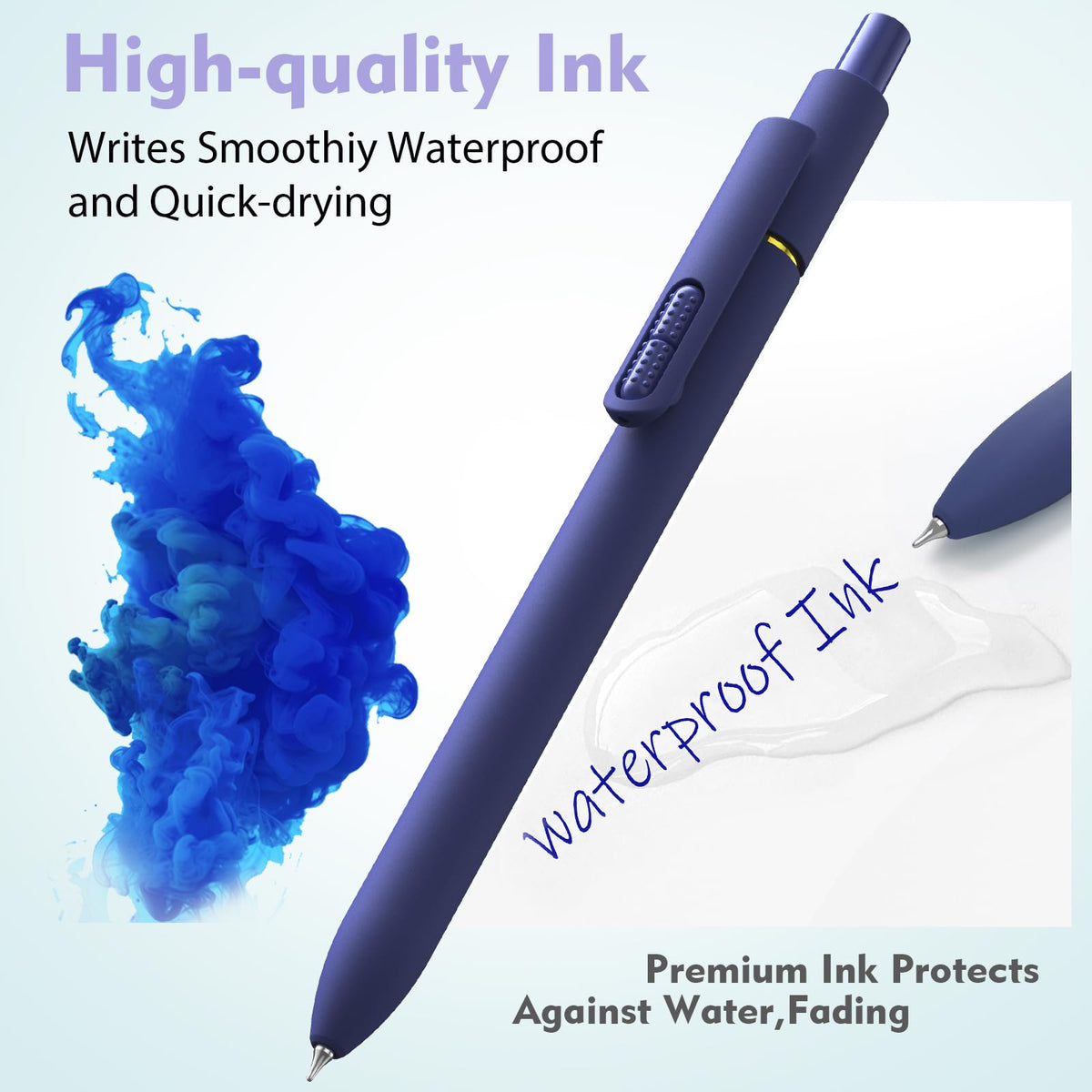 Hiacry 16 Pcs Gel Pens - 0.7mm Fine Point Quick-Dry Blue Ink Fidget Pens