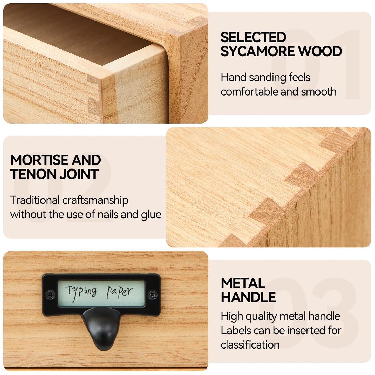 KIRIGEN Solid Wood Desk Organizer with 2 Drawers, Desktop Storage, Natural