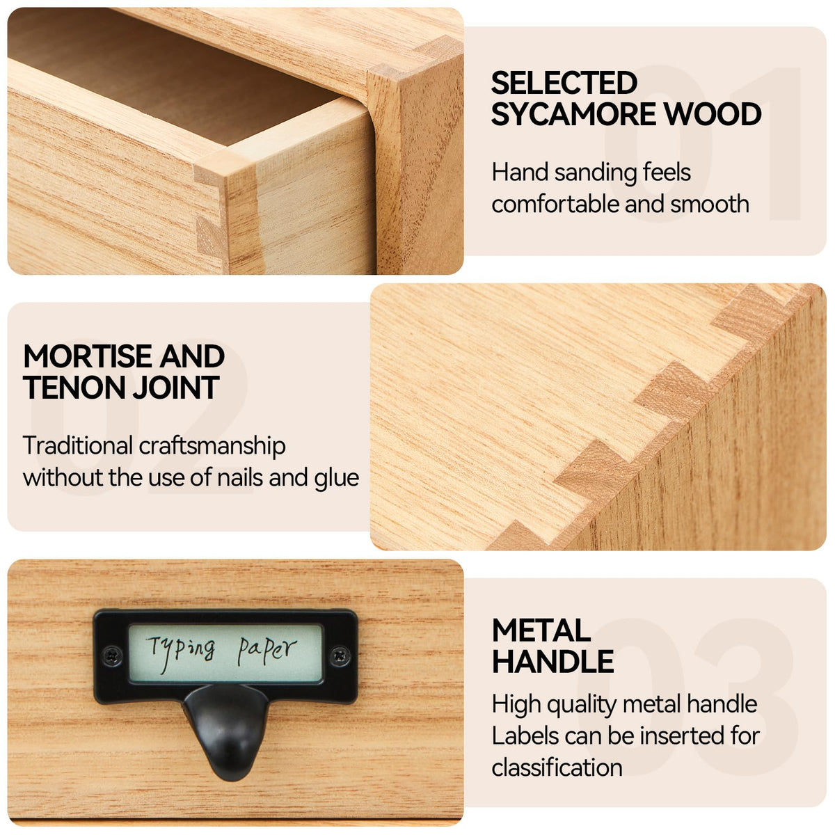KIRIGEN Solid Wood Desk Organizer with 2 Drawers, Desktop Storage, Natural