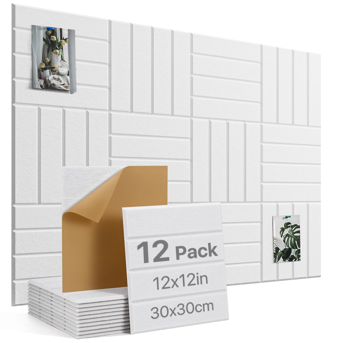 Woovio Cork Board, 48"x36" Felt Bulletin Board with Self Adhesive White