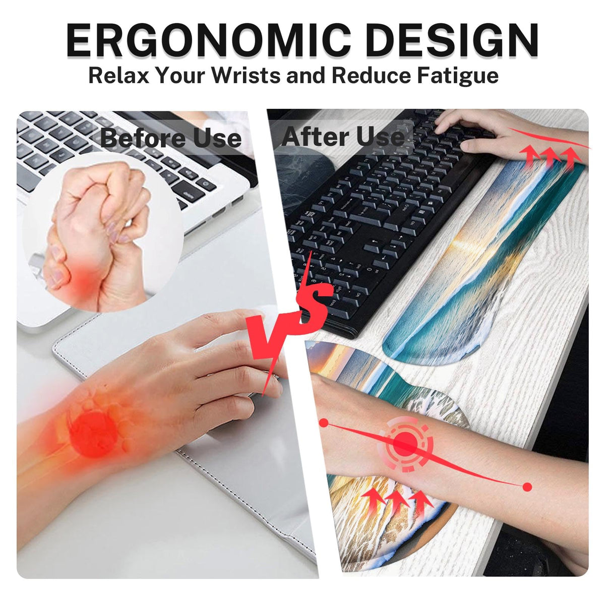 Britimes Ergonomic Mouse Pad Set with Wrist Rest, Beach Summer Sun