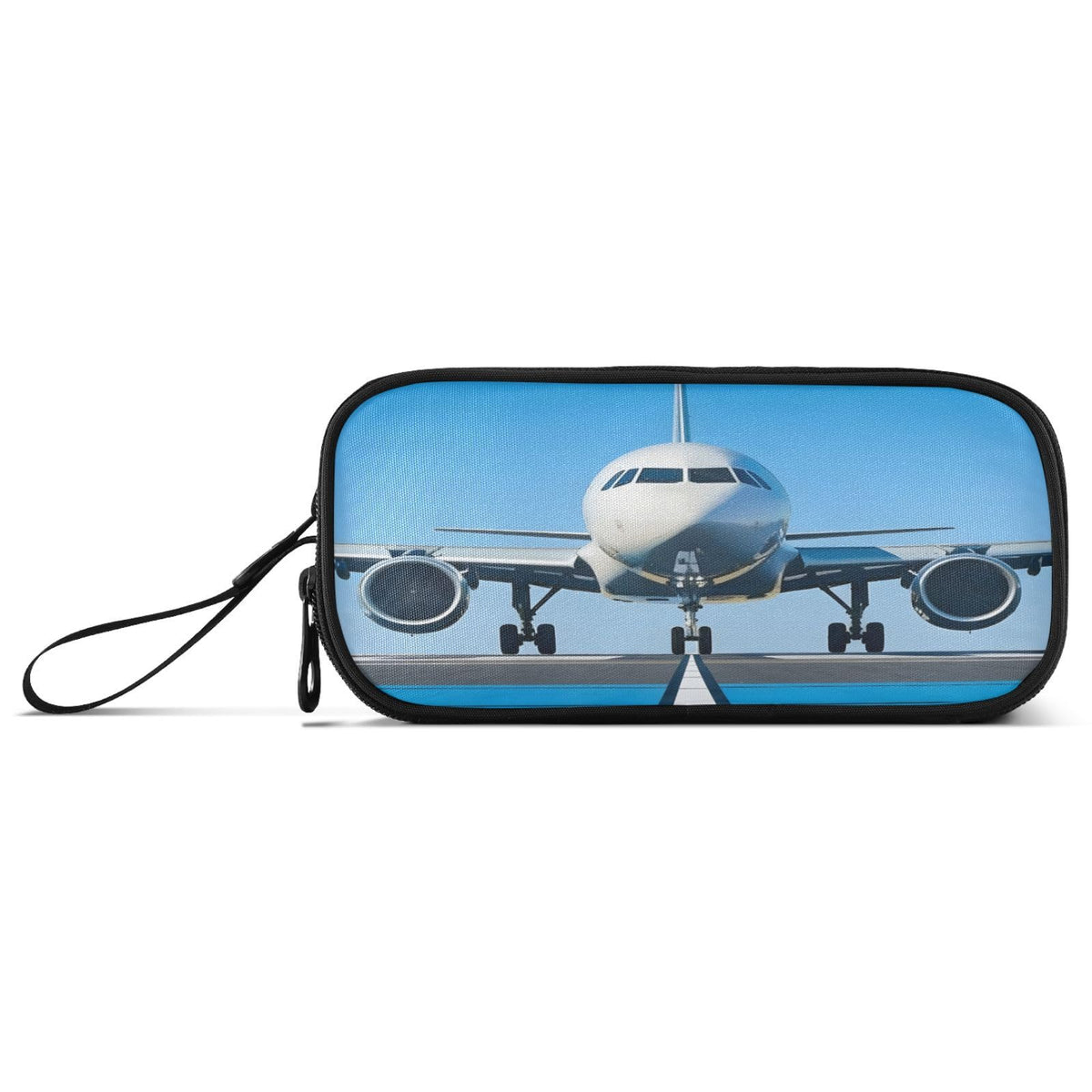 BOENLE White Airplane Aircraft Pencil Case Box Boys Girls Large Pencil Pouch Zipper Compartments