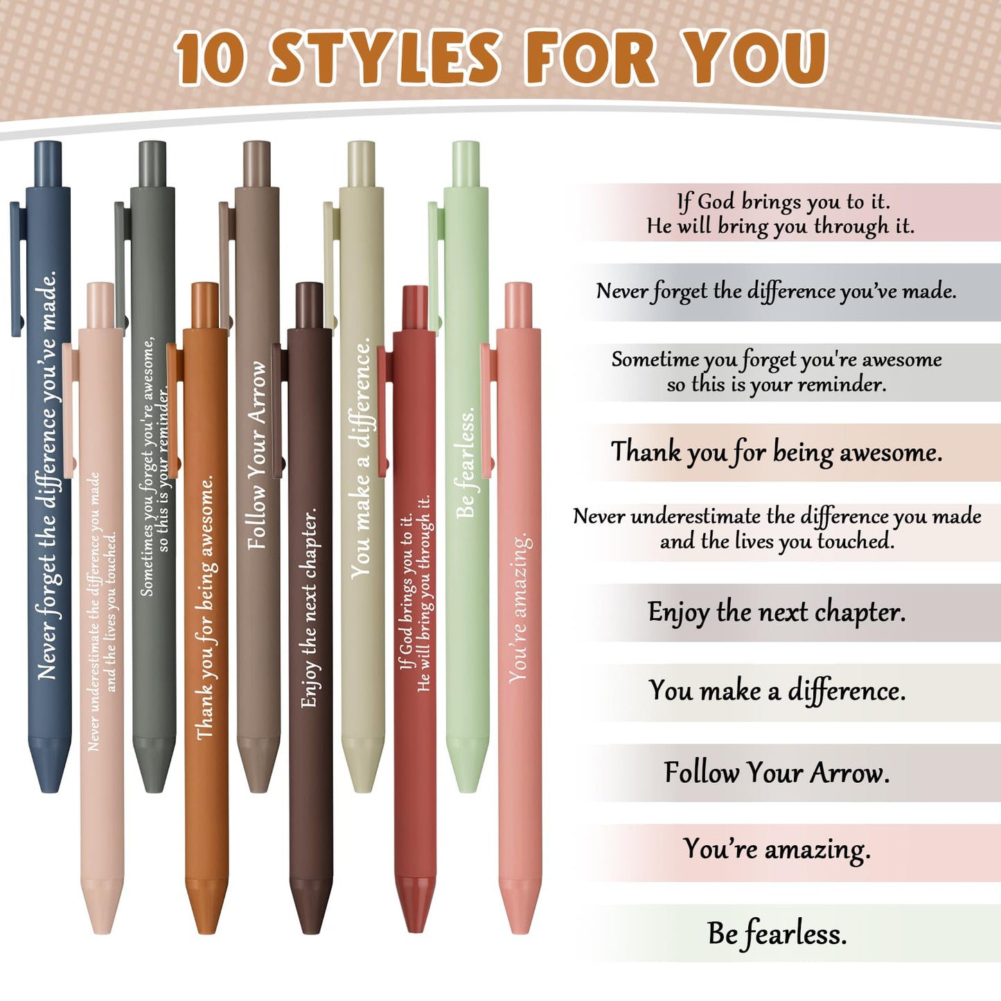 Teling 100 Pcs Inspirational Pens Bulk, Dark Colors, Classic Style