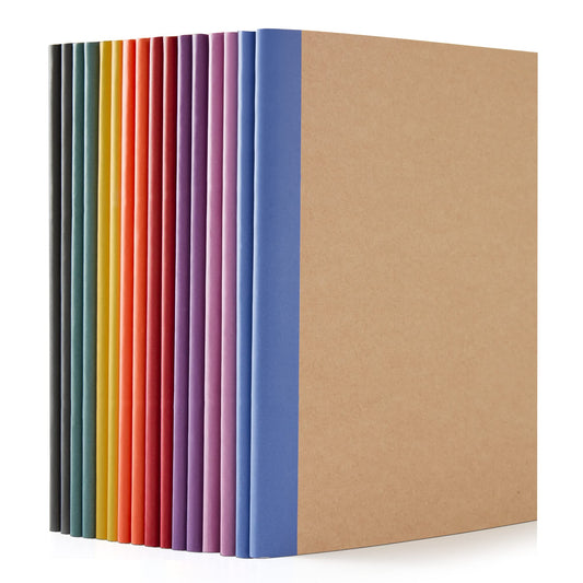 feela 16 Pack Composition Notebooks Bulk, Kraft Cover Lined Blank College Ruled Composition Travel