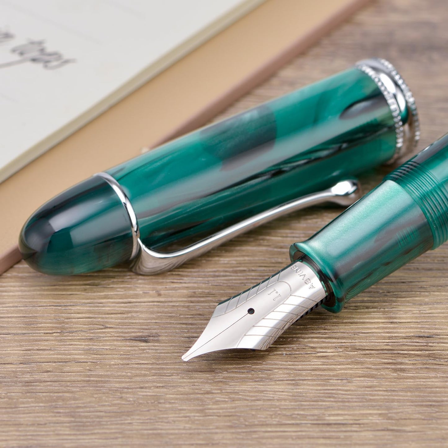 Asvine V800 Fountain Pen -Vacuum Filling System with Large Ink Capacity-Number 8 Stub Nib 1.1mm