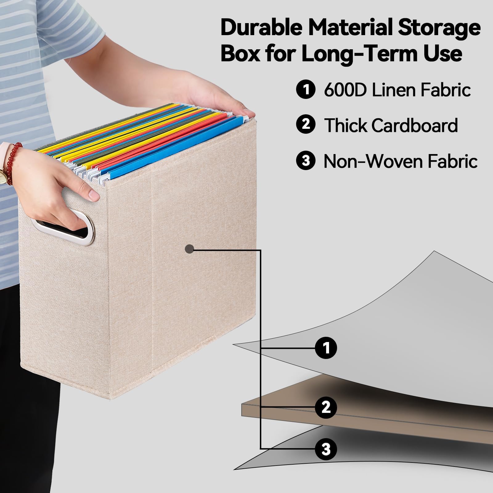 ComfortKeeper 2 Packs Letter Size File Organizer, File Folders Organizer, Fabric Storage Box