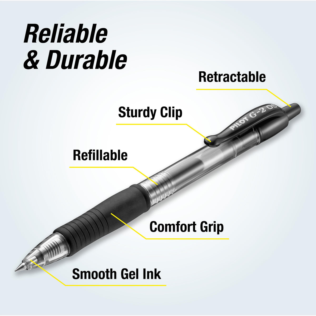 PILOT G2 Premium Gel Roller Pens, Gel Pens Black, Pack of 14