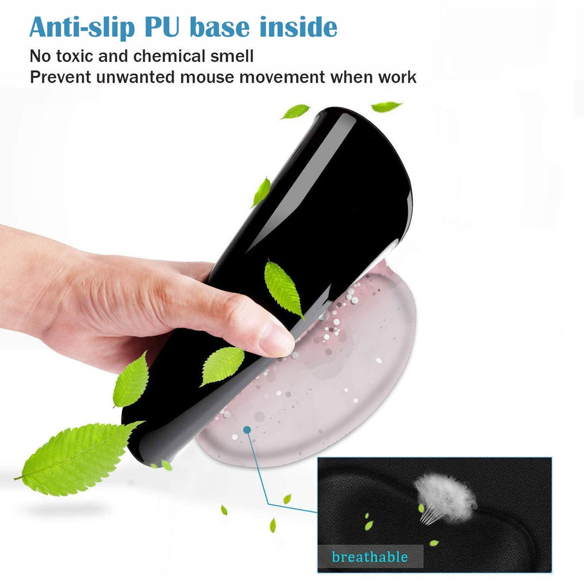 Ergonomic Mouse Pad Wrist Support and Coasters Set, Cute Wrist Rest Pad with Non-Slip PU Base for