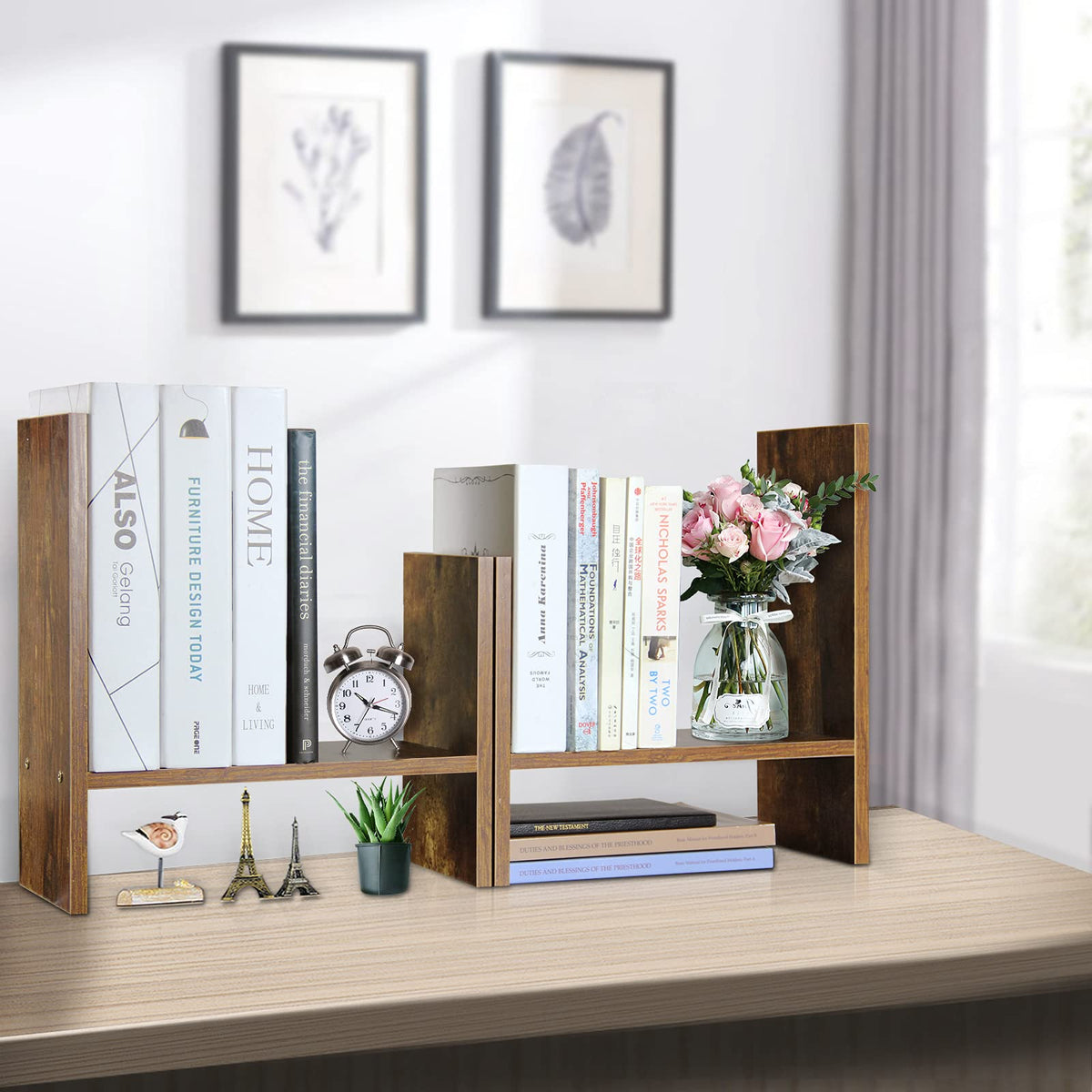 J.M.Deco Desktop Organizers and Storage for Office, Adjustable Desktop Organizer Shelf Double H