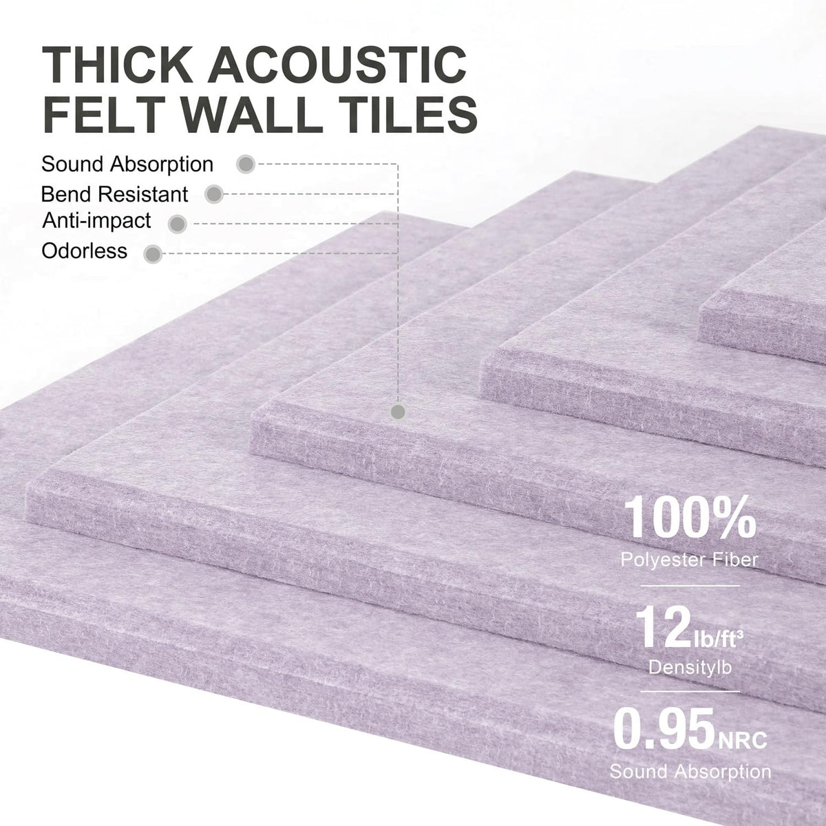 G Gamit Felt Wall Tiles Bulletin Board Large Cork Board Alternative 6 Pack 11.81”x11.81”x0.47” Felt