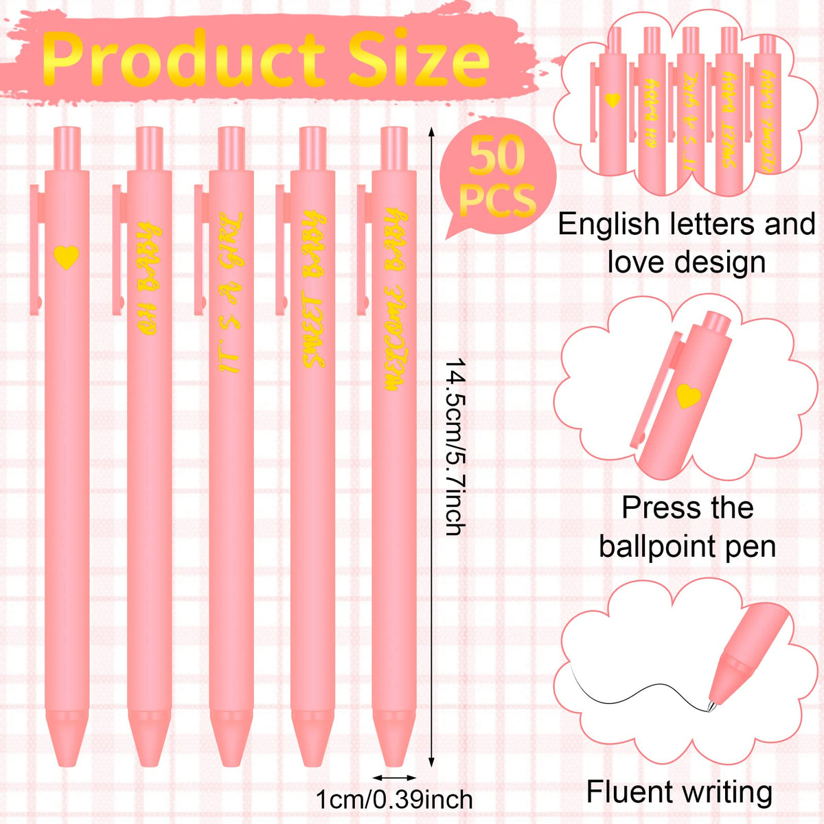 Nuanchu 50 Pcs Baby Shower Pens for Guests It's a Boy or Girl Pens Retractable Baby Shower Favors