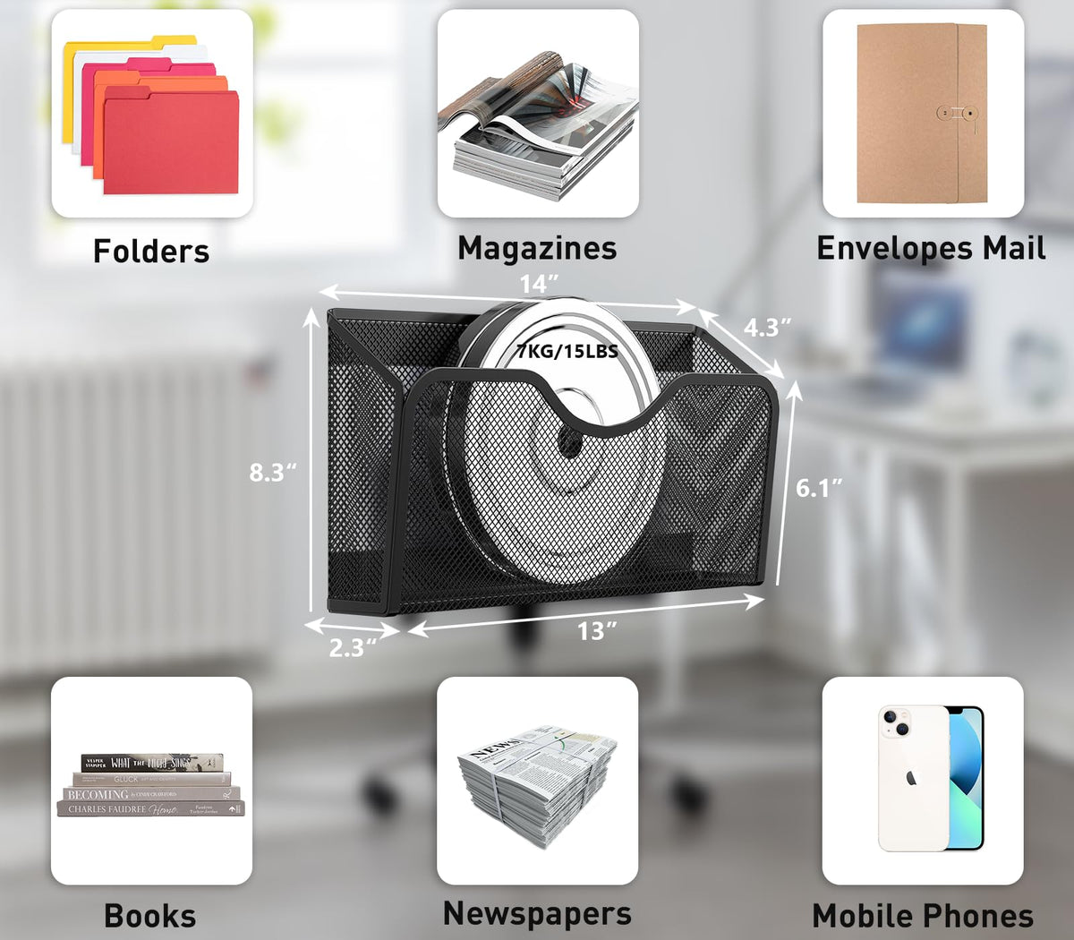 JANE EYRE Magnetic File Holder - 3PCS Paper Mail Organizer