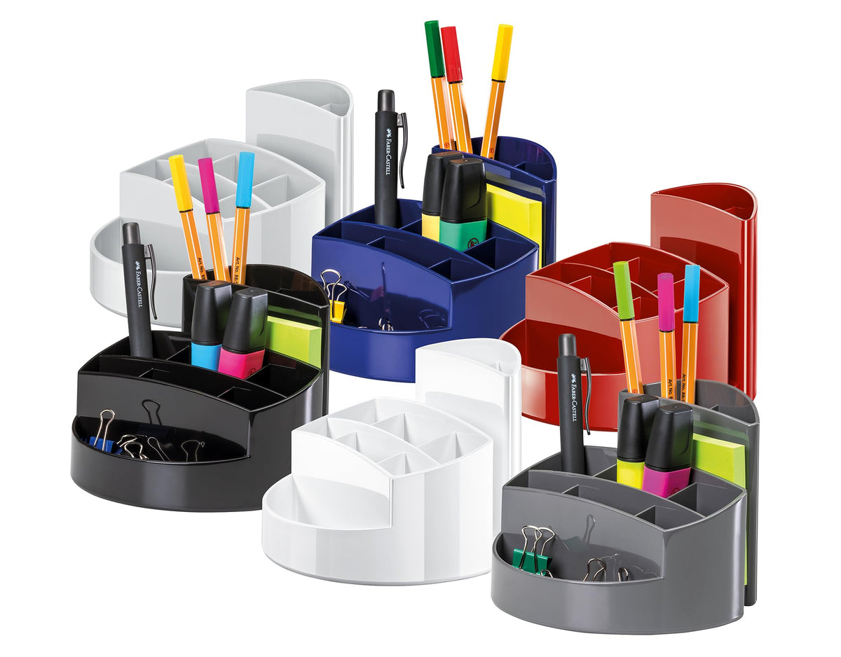 HAN 17460-11, RONDO Desk tidy. Elegant, glossy, premium quality with 9 compartments, light-grey