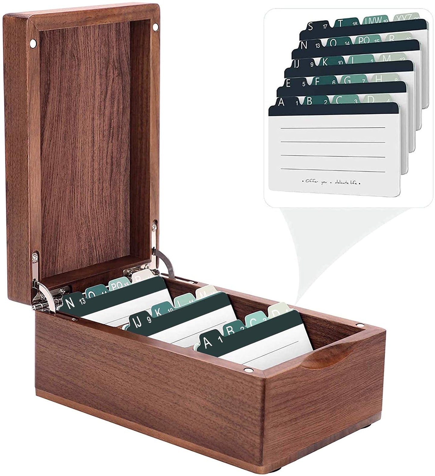 MaxGear Walnut Wood Business Card Organizer for 2.2" x 3.5" Cards