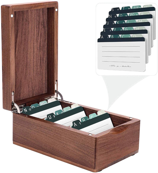 MaxGear Walnut Wood Business Card Organizer for 2.2" x 3.5" Cards