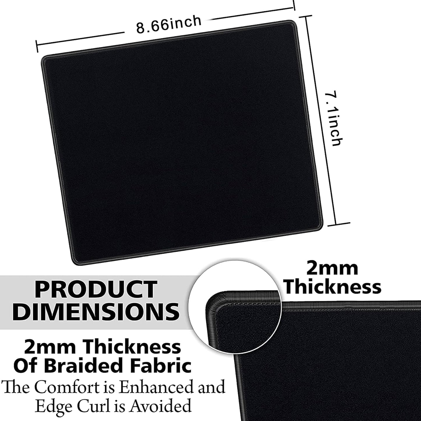 SaiTech IT 12 Pack Waterproof Mouse Pad, 8.66x7.1 inch, Black