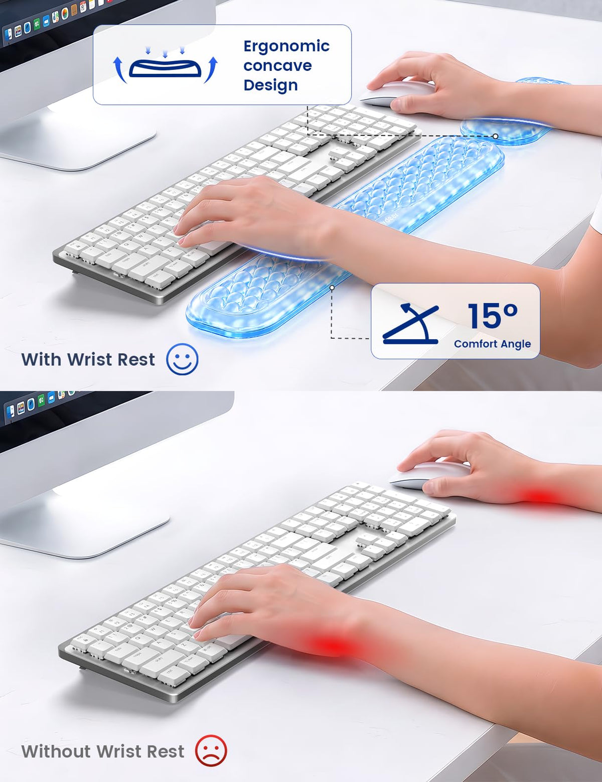 Vaydeer Gel Wrist Rest Set for Keyboard and Mouse, Ergonomic Wrist Support