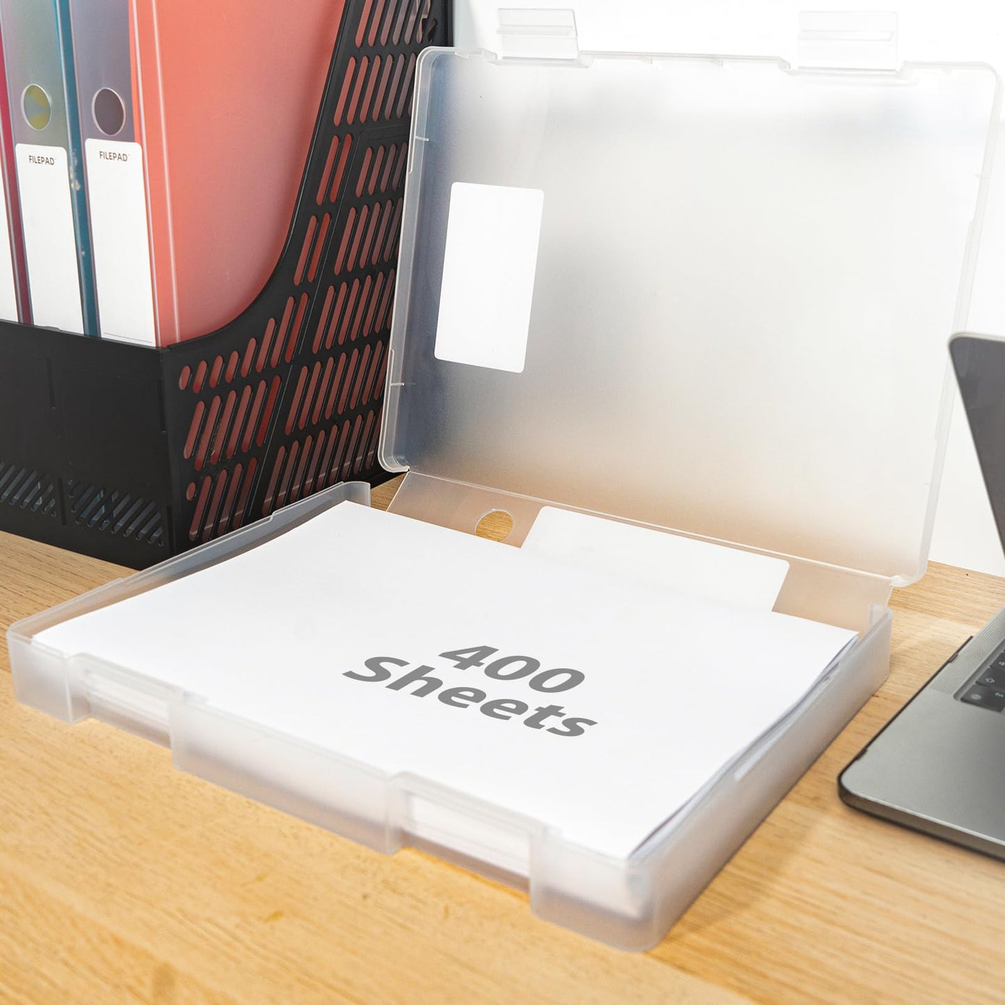 Mickiewicz 4 Packs A4 Paper Storage Boxes, 8.5 x 11 Plastic Portable Project Case for US Letter