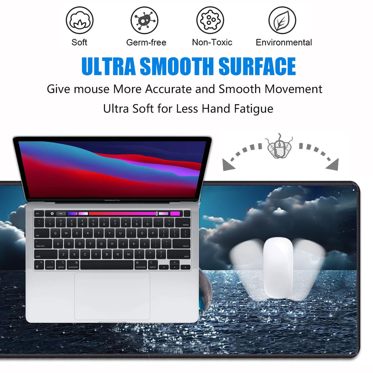 Desk Pad Mat Gaming Mouse Pads with Coasters, 31.5"x 11.8" XXL Large Big Computer Keyboard Mouse