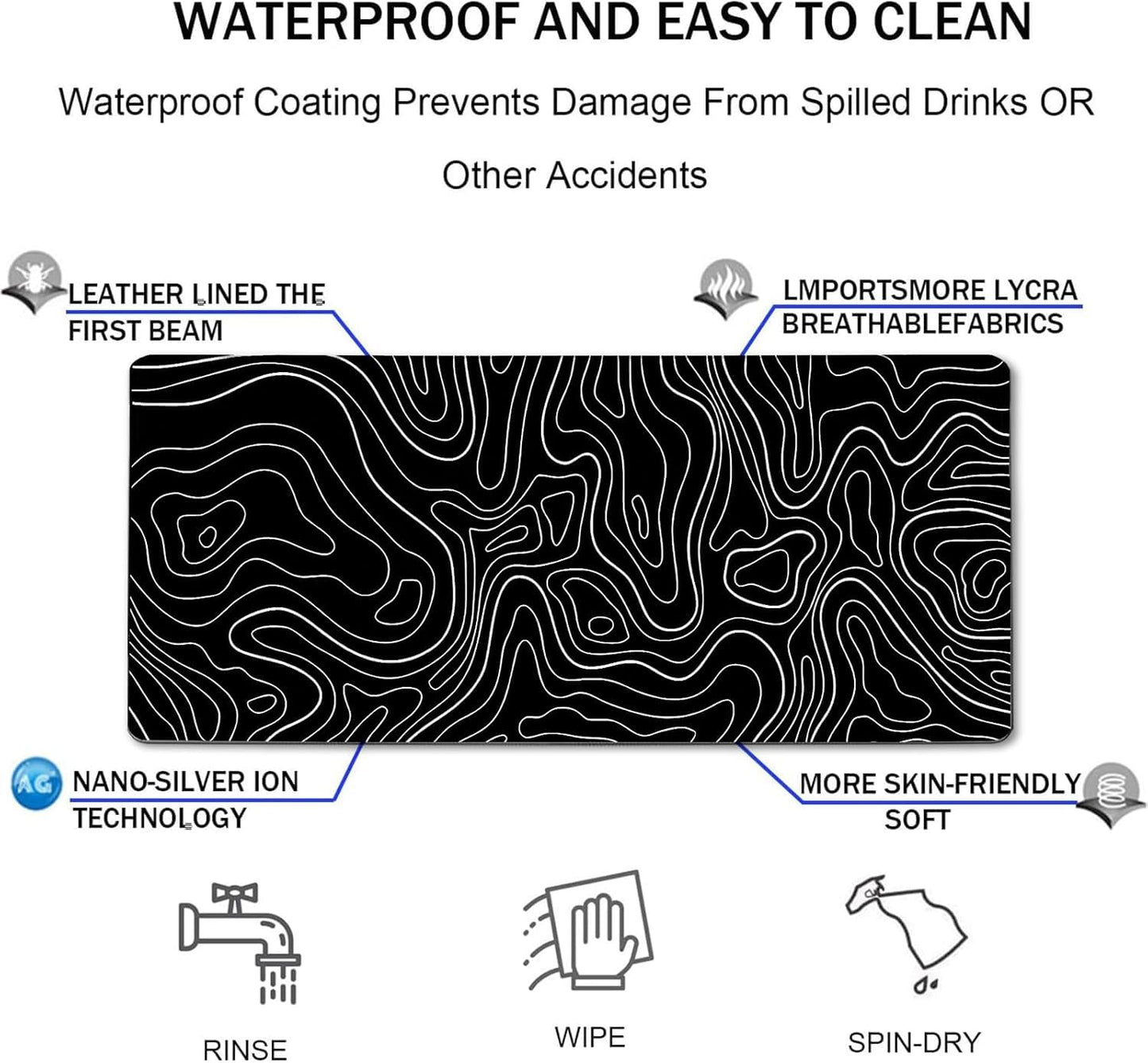 Large Mouse Pad Big Desk Mat Large Office Desk Pad, White Line