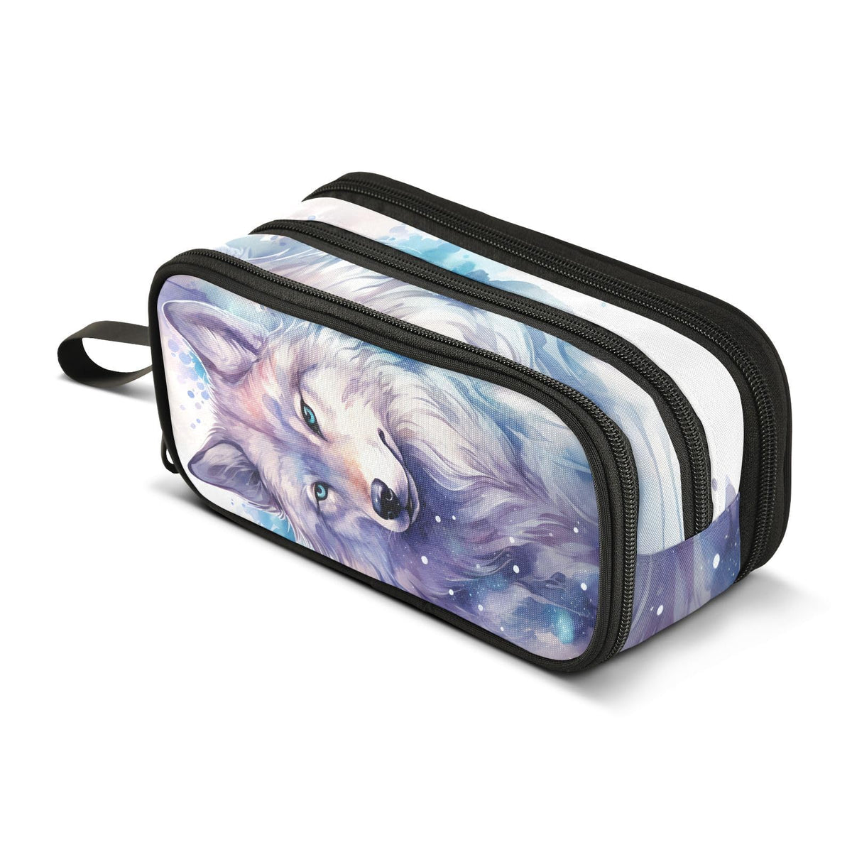 BOENLE Wolf Watercolor Pencil Case Box Boys Girls Large Pencil Pouch Zipper Compartments Big