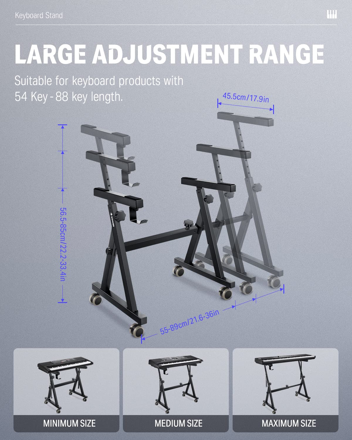 Donner Keyboard Stand, Z-style Heavy-Duty Piano Stand, Adjustable and Portable Piano Keyboard
