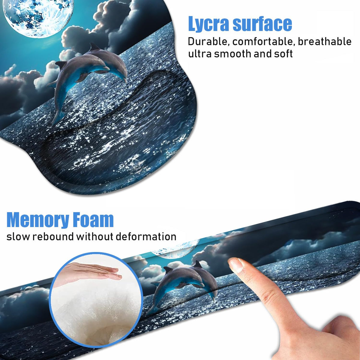 Keyboard Wrist Rest + Mouse Pad Wrist Support Set with Coasters, Non-Slip PU Base Ergonomic