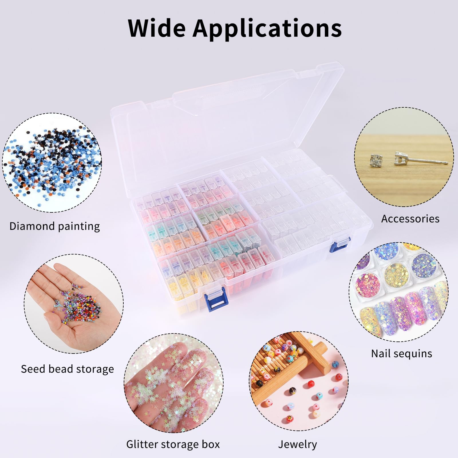 SGHUO Diamond Painting Storage Container 120 Slots Bead Organizer Box Tools