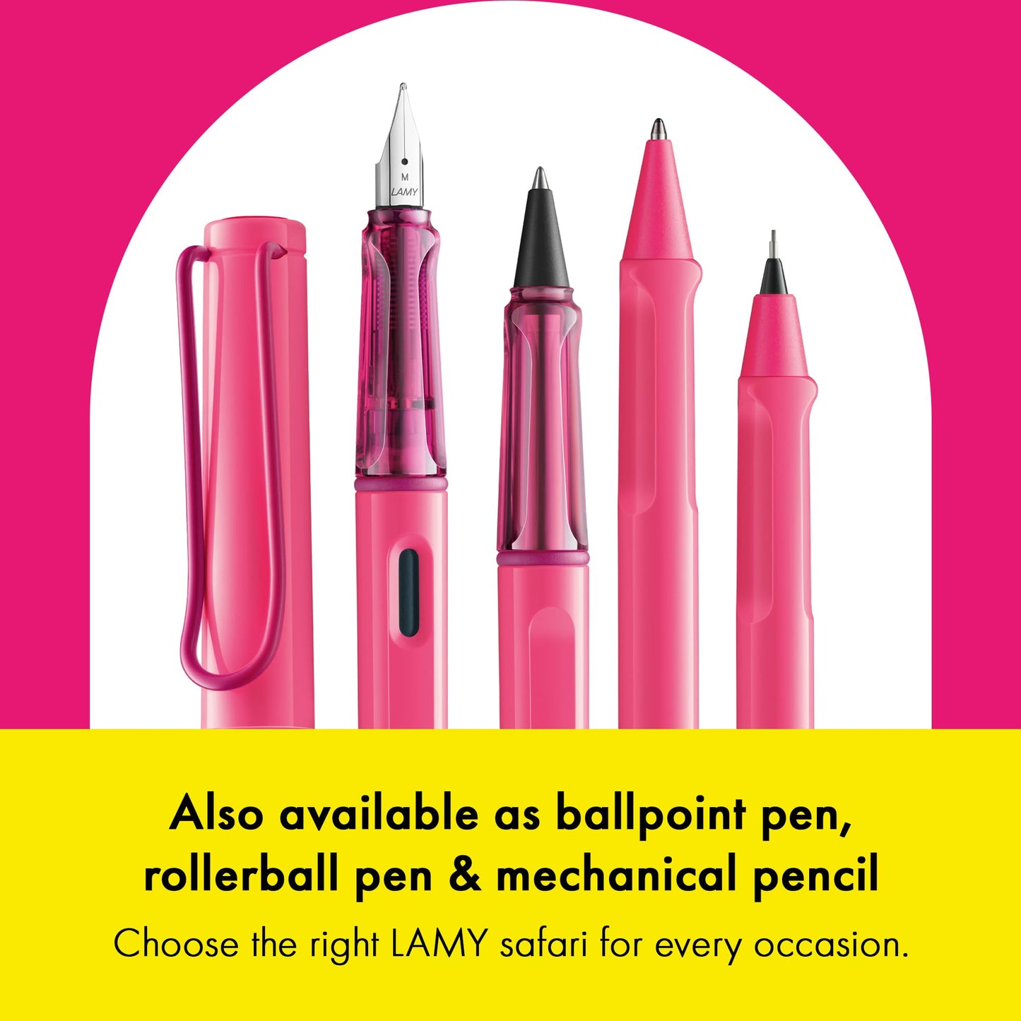 LAMY safari neonpink - Fountain Pen with ergonomic grip & polished steel nib in size EF - ideal for