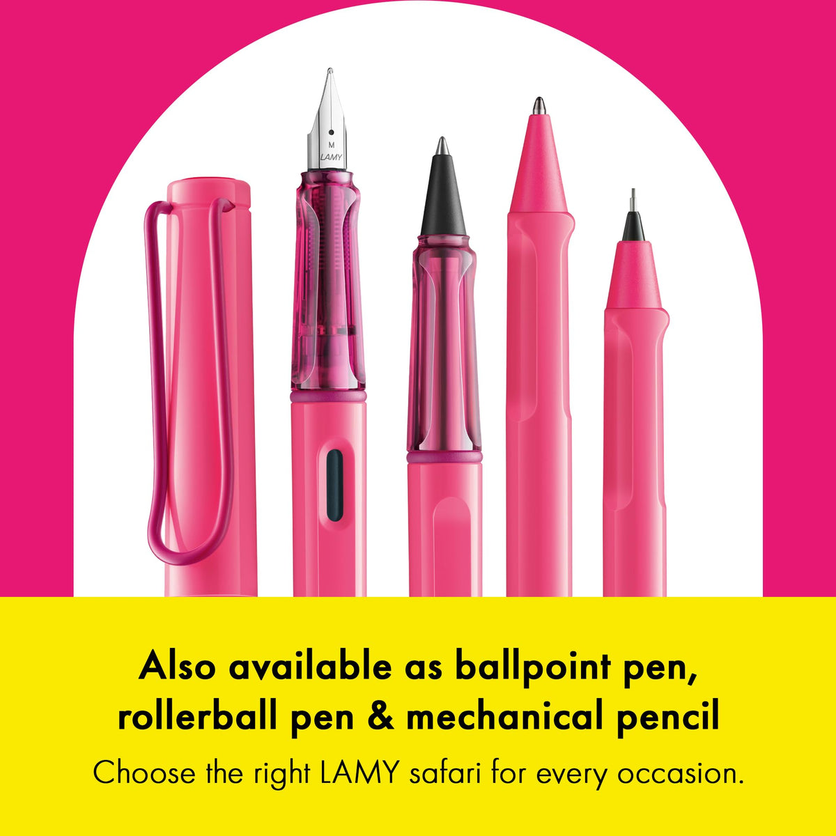 LAMY safari neonpink - Fountain Pen with ergonomic grip & polished steel nib in size F - ideal for