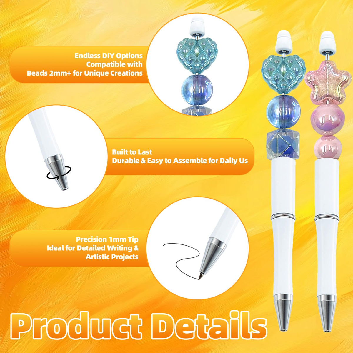 420 Pieces DIY Beadable Pen Bulk Kit – 140 PCS Ballpoint Pen with Refills & Bags – Perfect for