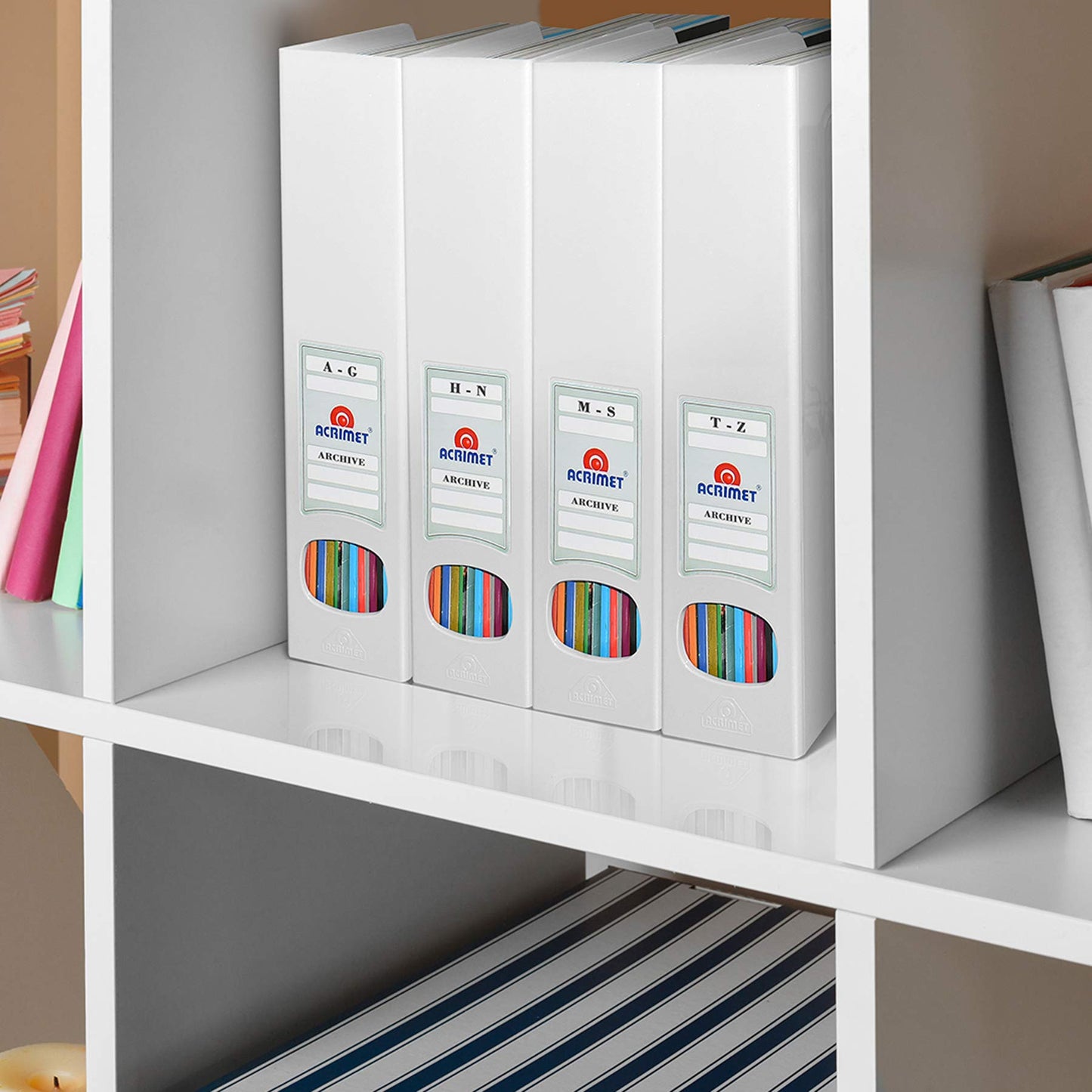 Acrimet Magazine File Holder, Vertical Desk Organizer, White, 2 Pack