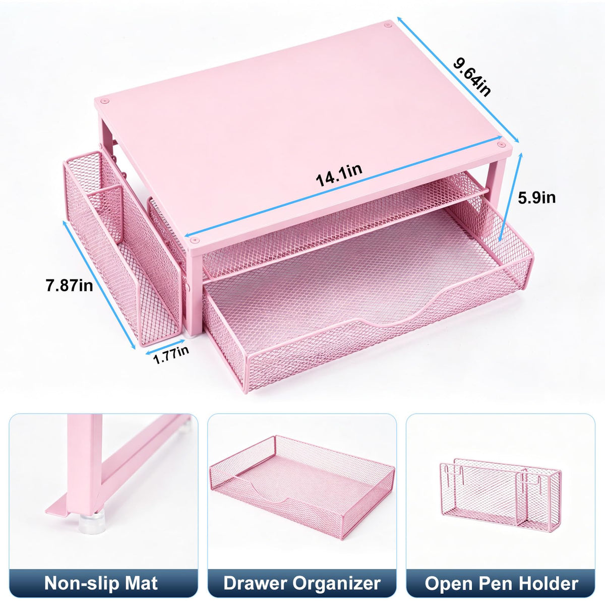 Spacrea Desk Organizers and Accessories, Printer Stand with Storage, Pink