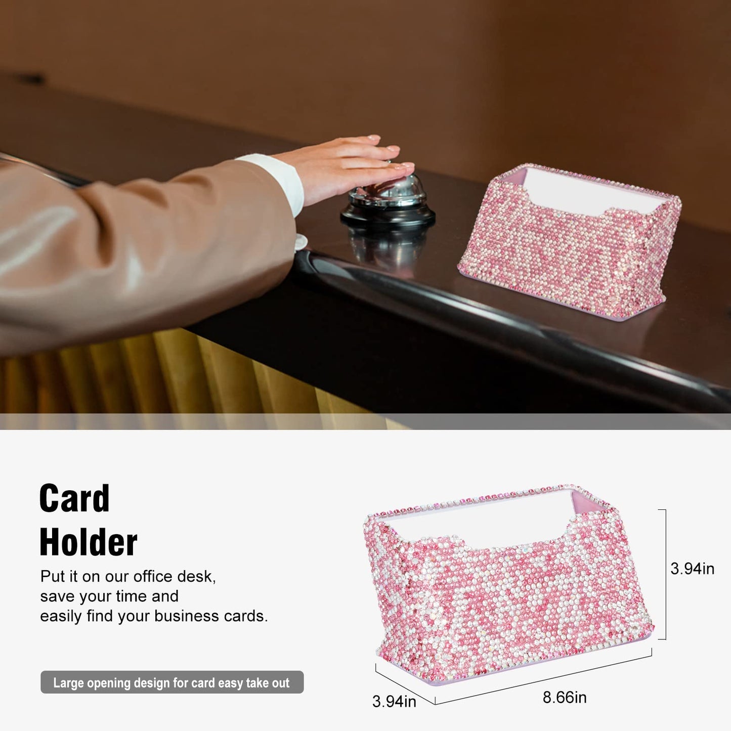 Bling Crystal Luxury Handmade Diamond Round Pencil Pen Pot Holder & Stapler & Card Holder & Desktop