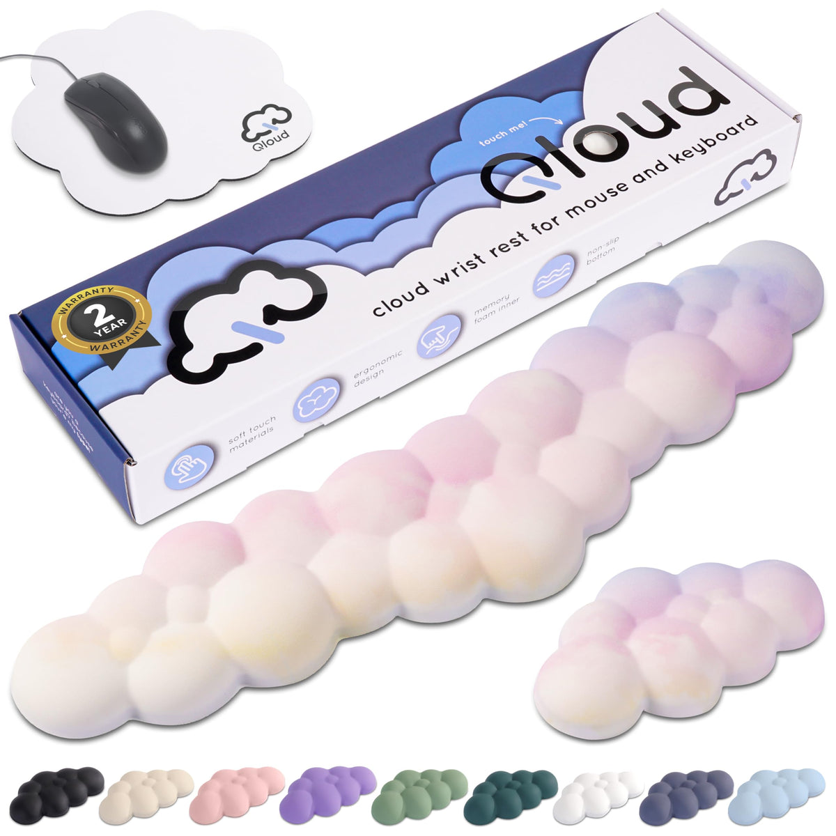 Rainbow Cloud Keyboard Wrist Rest – Create-ables Qloud Rainbow Wrist Rest for Computer Keyboard and