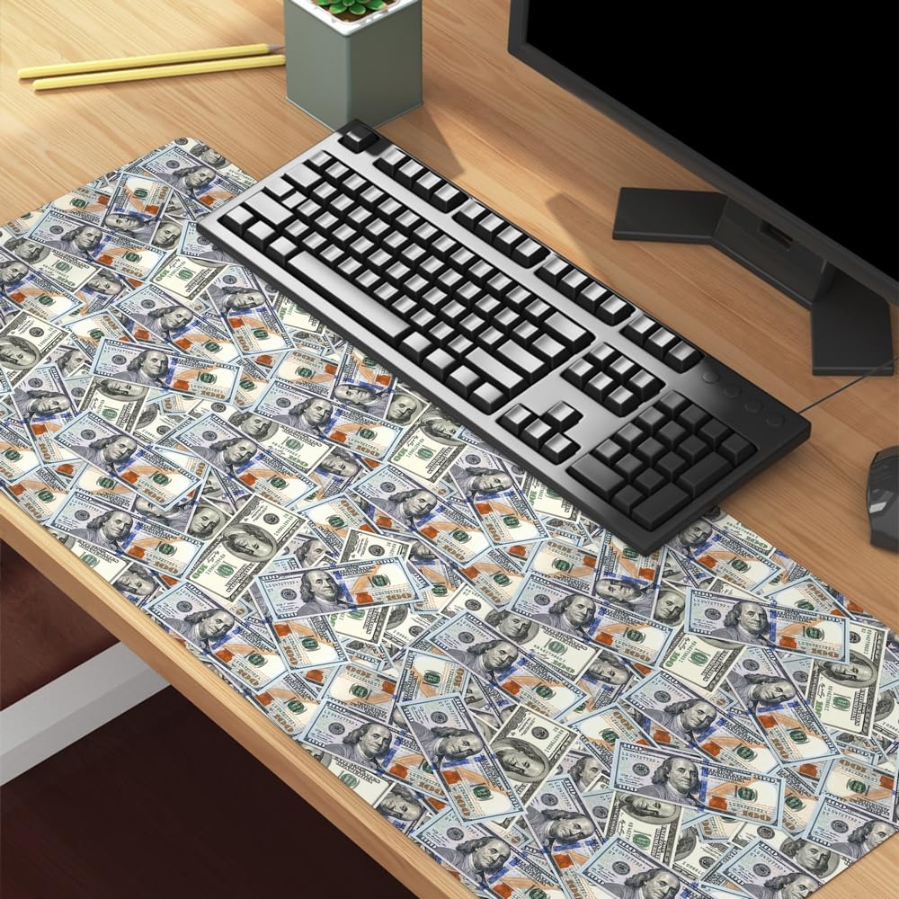 Reateforin Funny 100 Dollar Bills Money Gaming Mouse Pad Hundreds of US Dollar Currency Non-Slip