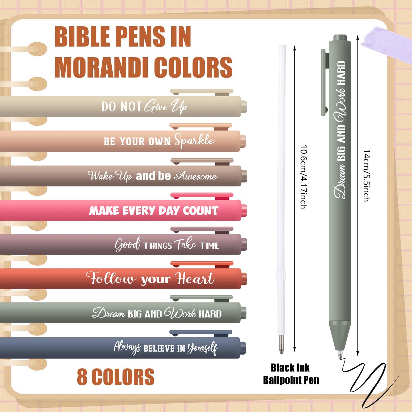 Sayglossy 80 Pcs Motivational Pens Christian Ballpoint Pens Inspirational Quotes Writing Tool Small