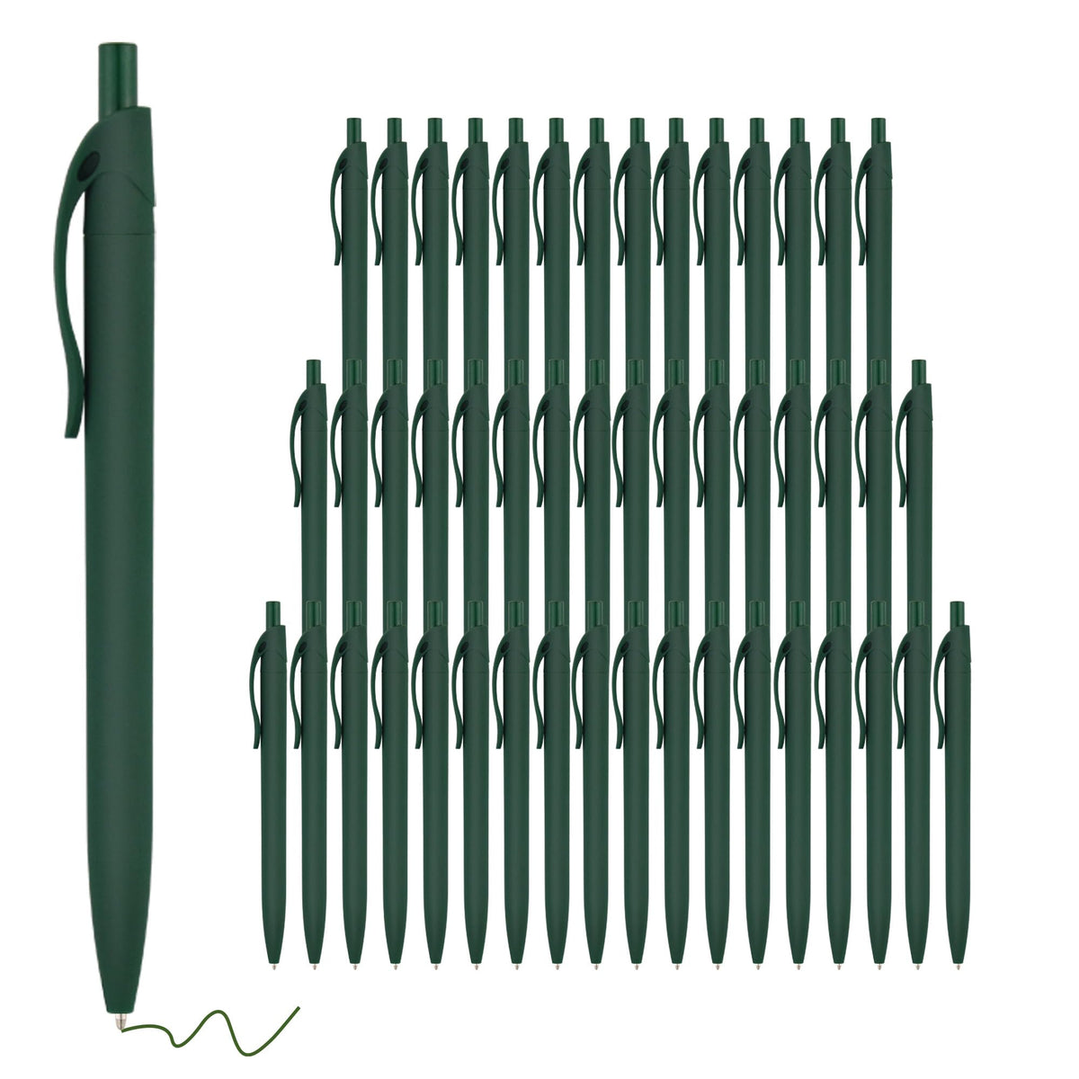 deegtran Pens Bulk, 50 Pack No Bleed Green Click, Wholesale Retractable Ballpoint Pens, Pens Medium