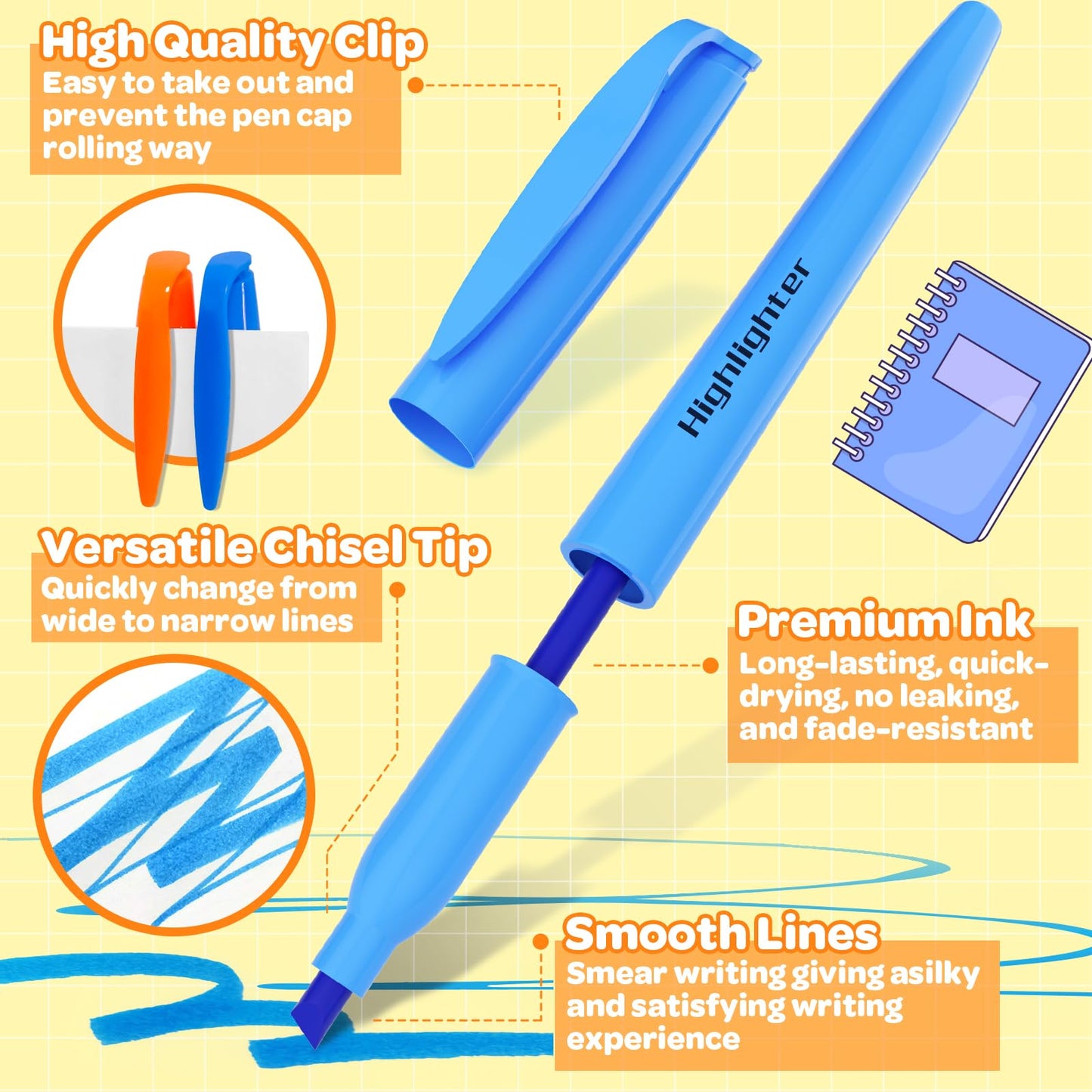JSDOOGOO 180 Pack Highlighters Assorted Colors Bulk - Chisel Tip No Bleed Dry-Quickly Markers Set