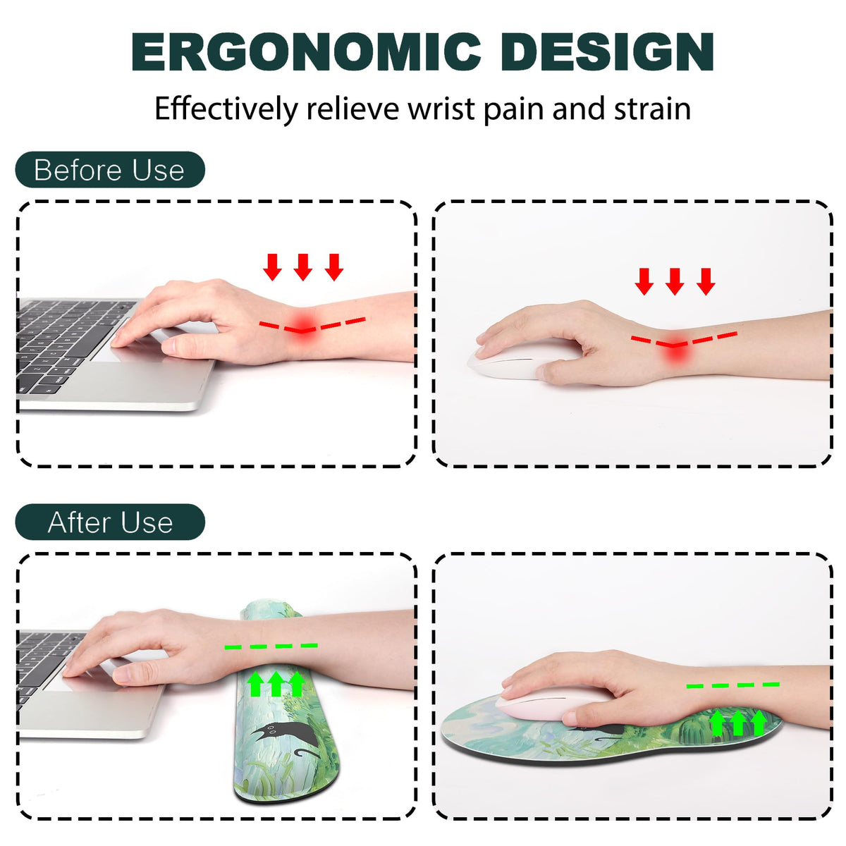 Ergonomic Mouse Pad with Wrist Rest and Keyboard Wrist Rest, Mousepad